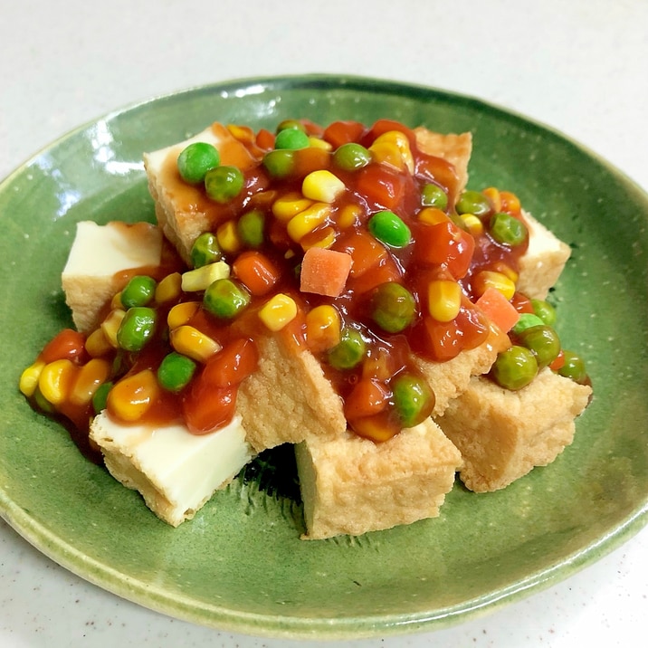 レンジ甘酢あん♡絹あげの甘酢あんかけ
